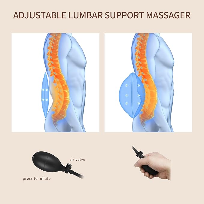 Back Massager with Heat, Massage Seat Cushion with 3D Back Support, 8 Vibrating - Image 5