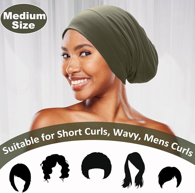 Sleep Cap Bonnet for Sleeping Black Women, Adjustable Cooling Ice Silk Lined - Image 3