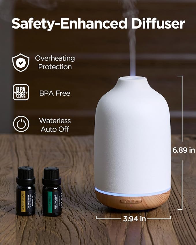 InnoGear 150ml Ceramic Essential Oil Diffuser, Handcrafted Stone Aromatherapy - Image 3