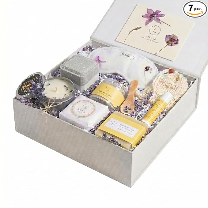 Lizush Luxury Spa Gifts for Women – 7 Piece Citrus Spa Gift Set by Lizush