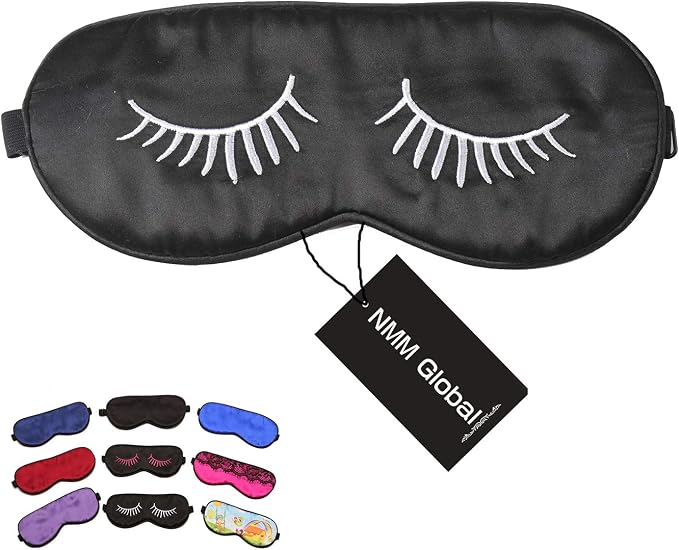 100% Mulberry Silk Sleep Mask Blackout, Cute Natural Sleeping Mask by NMMGlobal