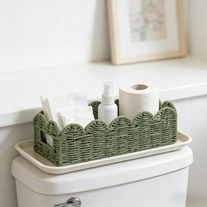 Scalloped Green Toilet Tank Basket - Image 4