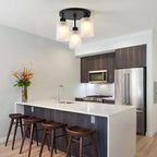 3-Light Industrial Farmhouse Black Matte Light Fixtures Ceiling Mount, - Image 7