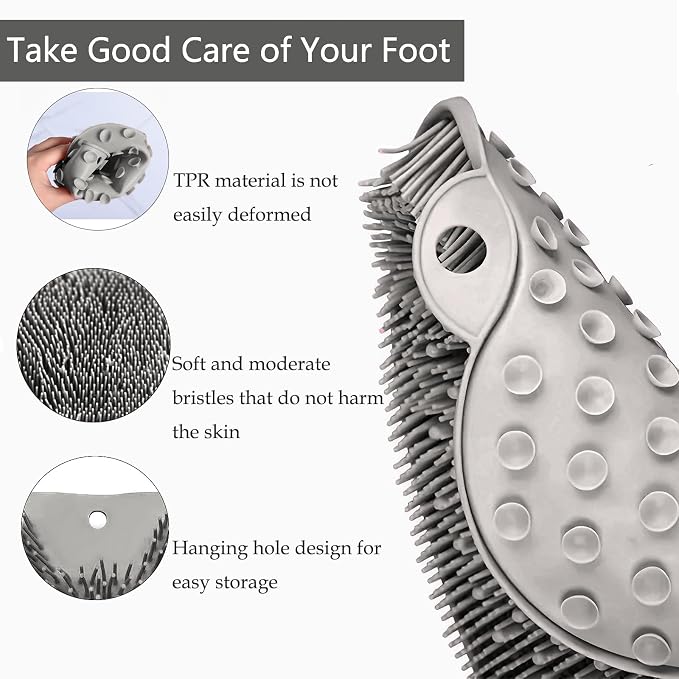 Shower Foot and Back Scrubber Mat, Wall Mounted Shower Foot Scrubber - Image 3