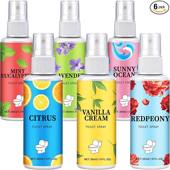 6 Pack Toilet Spray, 6-Scent Bathroom Spray, Freshener Deodorizer by Unknown