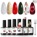 modelones Christmas Gel Nail Polish Set, Winter Cat Eye Red Dark Green Blue by MODELONES