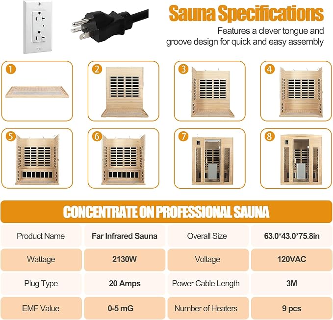 3 Person Infrared Sauna 0-5mG Ultra Low EMF Far Infrared Sauna - Image 6