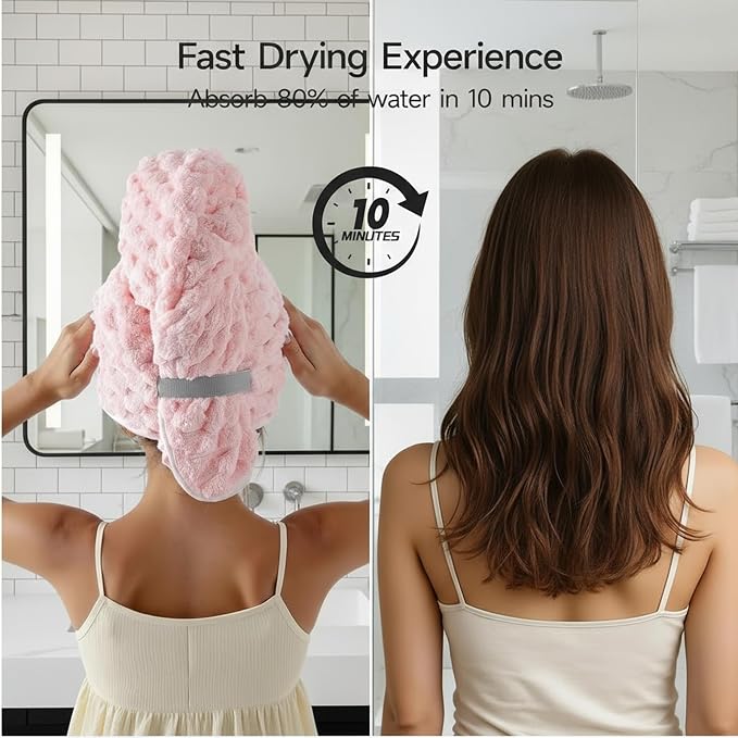 2-Pack Women's Microfiber Hair Towel Wrap: 50% Faster Drying, Ultra - Image 8