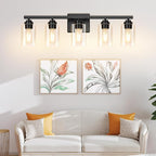 5-Light Matte Black Bathroom Light Fixtures, Bathroom Vanity Lights Over Mirror - Image 9
