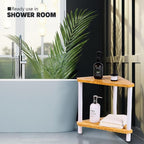 2-Tier Bamboo Corner Shower Caddy, Waterproof Bathroom Corner Storage Organizer - Image 6