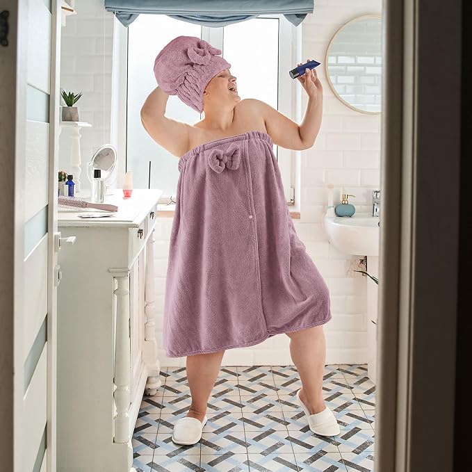 Xtinmee 2 Sets Plus Size Womens Wrap Towel - Image 5