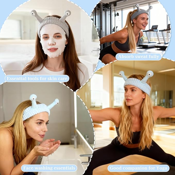 Snail Face Wash Headband Skincare & Wrist Bands - Image 5