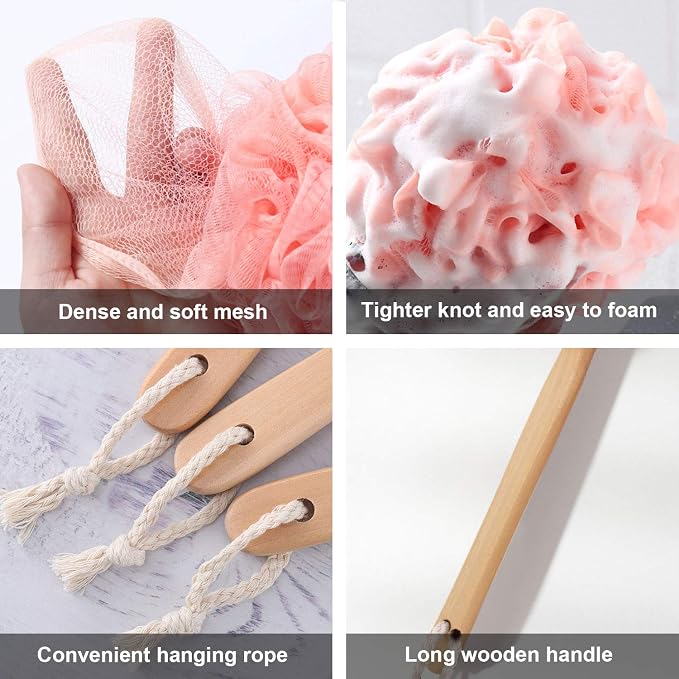 Pink Loofah with Handle - Image 5