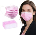 akgk 100PCS Pink Disposable Face Masks, 3-Ply Breathable Pink Face Mask by akgk