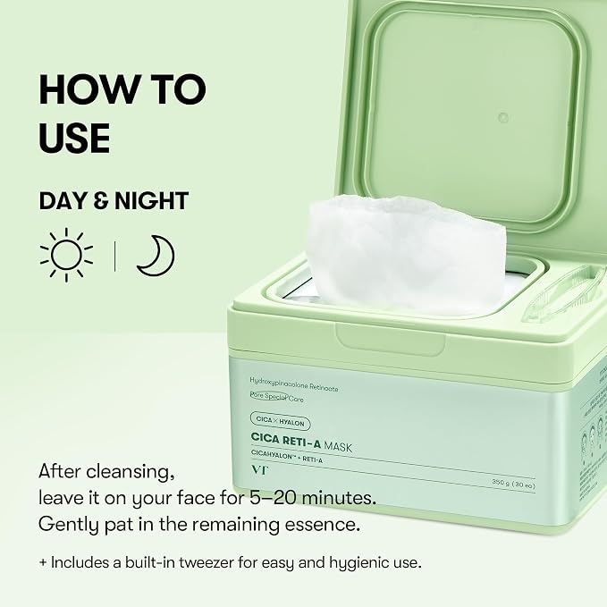 VT COSMETICS CICA Reti-A Daily Mask 30 Sheets, Retinol Complex - Image 5