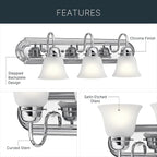 Kichler 24" 3-Light Vanity Bath Light in Chrome, Modern Bathroom Light - Image 6