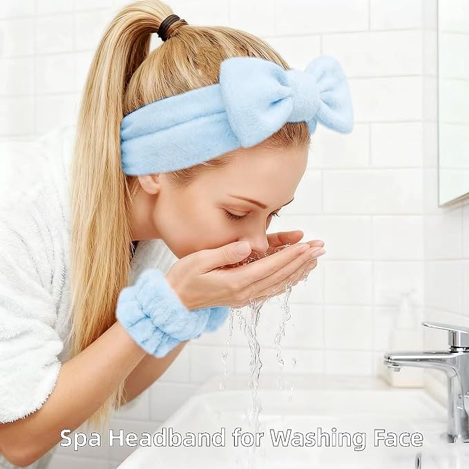 7 Pcs Spa Set, Facial Headband and Wristband Set, Skincare Accessories - Image 2