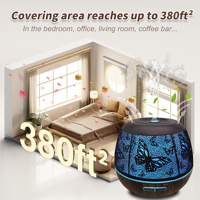 Roonbo Diffusers for Essential Oils Large Room 400ml, Essential Oil Diffuser - Image 3