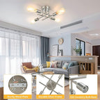 SunRider Industrial 4-Light Semi Flush Mount Ceiling Light Fixture, Brushed - Image 9
