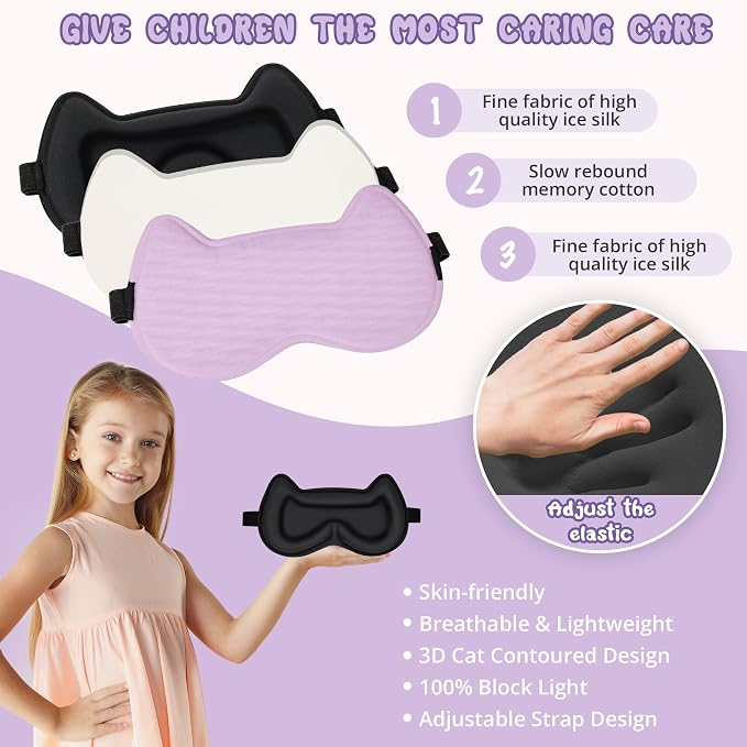 Kids Sleep Mask Eye Mask: 3D Contoured Cup Sleeping Masks, Blindfold - Image 4