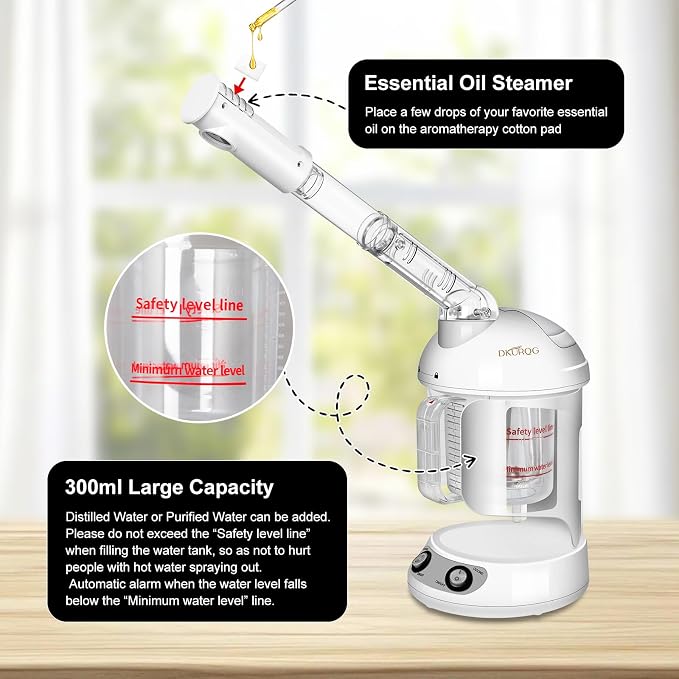 Nano Ionic Facial Steamer with Removable Water Cup, Face Steamer 360° Rotatable - Image 5