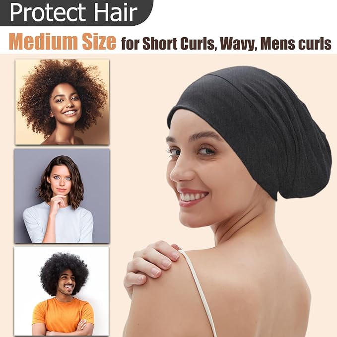 Sleep Cap Bonnet for Sleeping, Adjustable Cooling Ice Silk Lined Hair Bonnets - Image 3