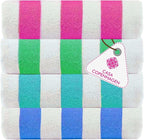 Casa Copenhagen Cabana Towel 4Pcs Blue, Teal Designer Stripe Beach Towels Gift by CASACOPENHAGEN