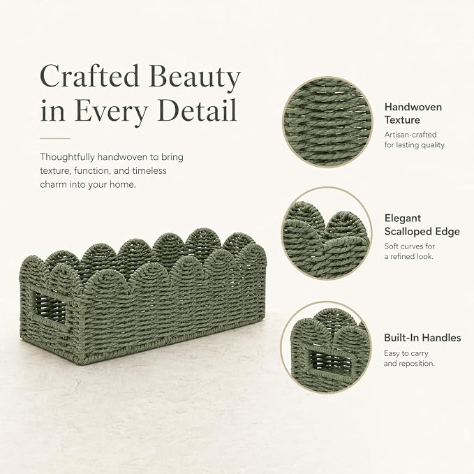 Scalloped Green Toilet Tank Basket - Image 8