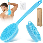 Silicone Back & Body Scrubber Set 2PCS, 13.4'' Gentle Exfoliating Back Scrubber by GEENOA