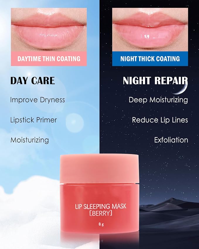 Lip Sleeping Mask Set-4 Pcs Moisturize & Nourish Lip Balm, Repair - Image 4