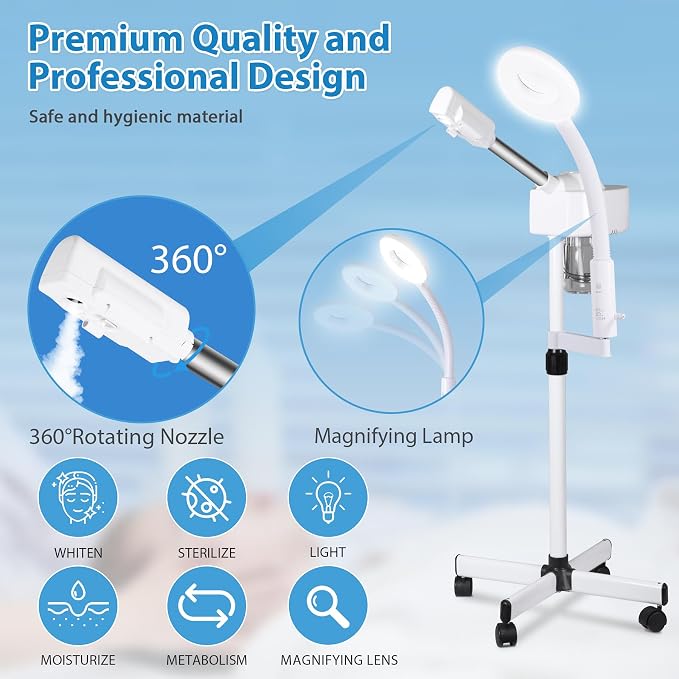 2 in 1 Facial Steamer 5X Magnifying Lamp - Image 8