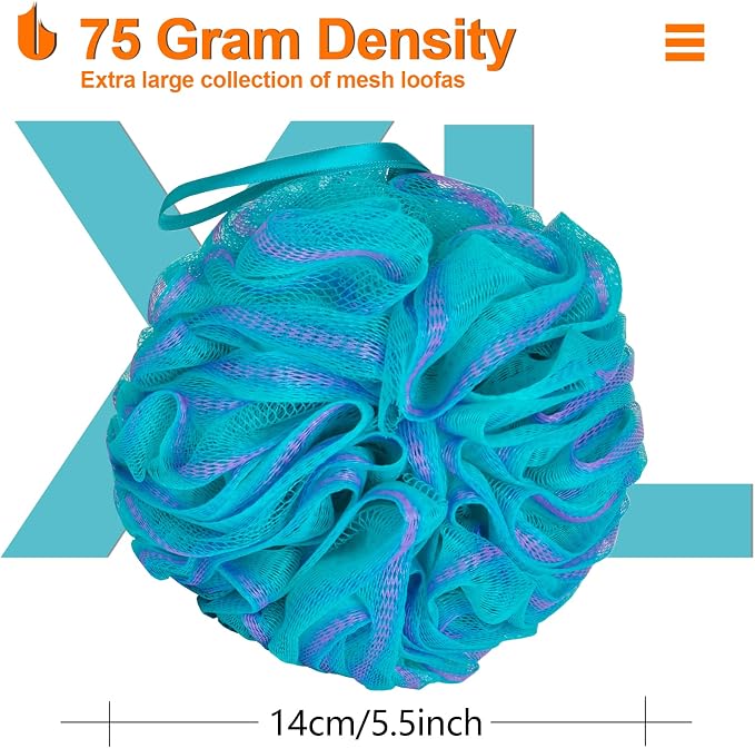 Urbanstrive Shower Bath Sponge XL 75g Soft Shower Loofahs Balls - Image 2