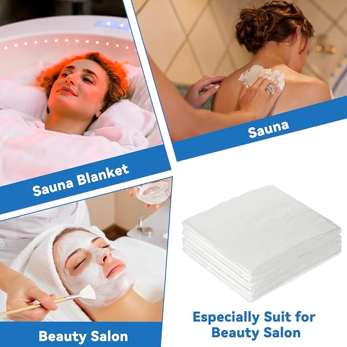 Teling 60 Pcs 60 Pcs Disposable Sauna Blanket Liners, 47x83 Inch Plastic Sheets - Image 4