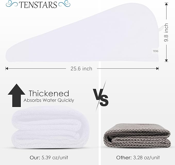 TENSTARS 5 Pack Thicken Microfiber Hair Towel Wrap - Image 7