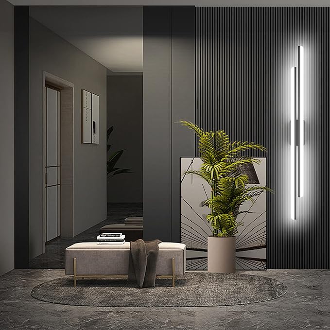 Ralbay 48" Matte Black Vanity Lights 48W Frosted Aluminum Modern LED Black - Image 5