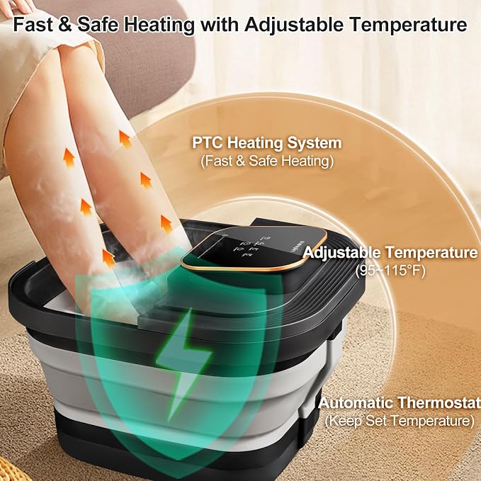 Collapsible Foot Spa Bath with Heat and Massage Roller, Temperature Control - Image 3