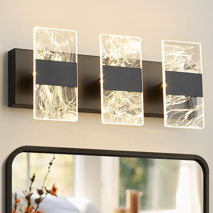 Modern LED Bathroom Light Fixtures Dimmable 3-Light Black Vanity Light by NADOSAHomeLighting