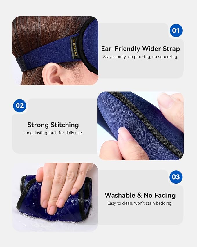 Weighted Blackout Sleep Mask, 3D Contoured Zero Eye Pressure, Lash-Friendly - Image 6