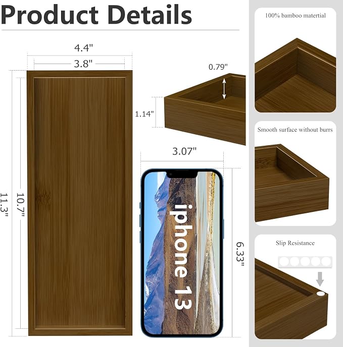 ZHWS Bathroom Vanity Tray for Toilet Tank, Decorative Tray, Kitchen Tray - Image 6