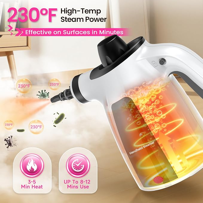 LABIGO Steam Cleaner, Pressurized Handheld Multi-Surface Natural Steam Cleaner - Image 2