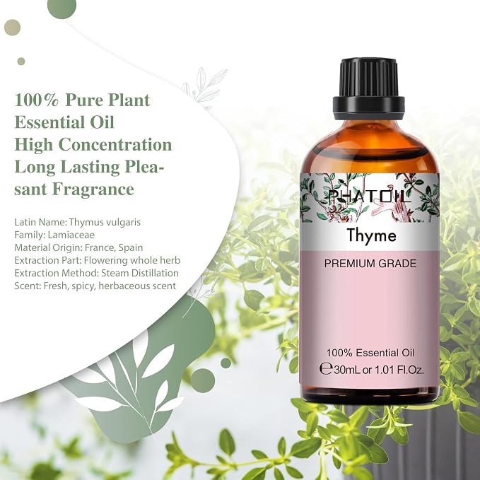 Thyme Essential Oil, 1.01Fl.Oz PHATOIL Pure Essential Oil Singles - Image 2