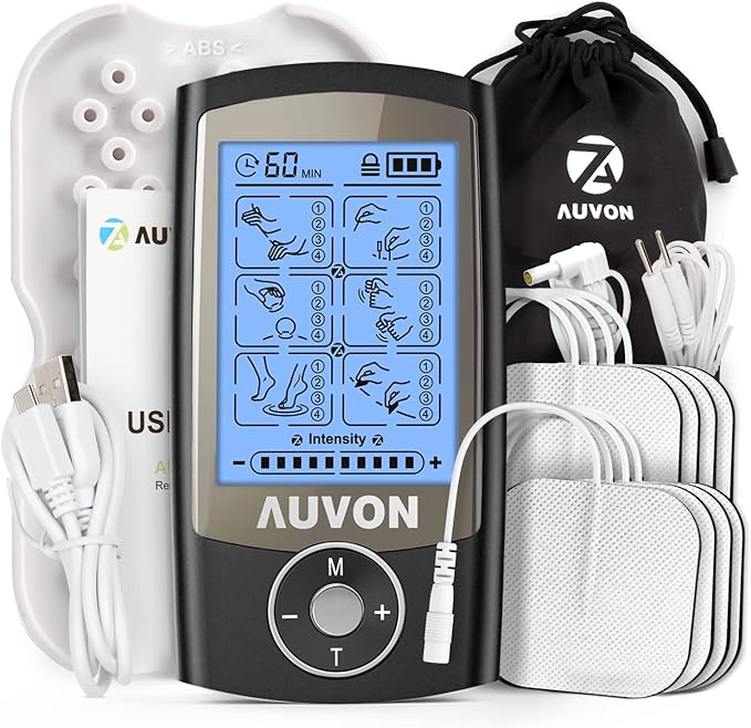 AUVON Rechargeable TENS Unit Muscle Stimulator, 24 Modes 4th Gen TENS Machine by AUVON