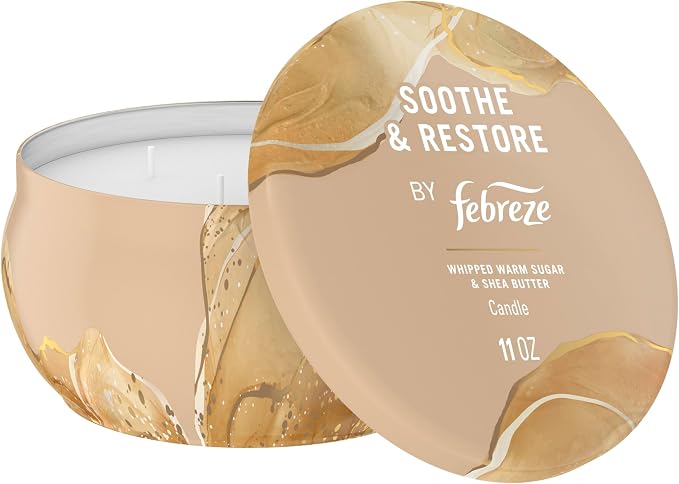 Febreze Scented Candle, Soothe & Restore Scent, 11 oz 4 Wick Candle, Single Pack by Febreze