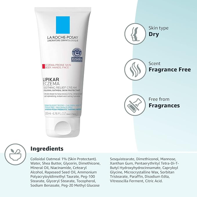 La Roche-Posay Lipikar Soothing Relief Eczema Cream, Face and Body Lotion - Image 10