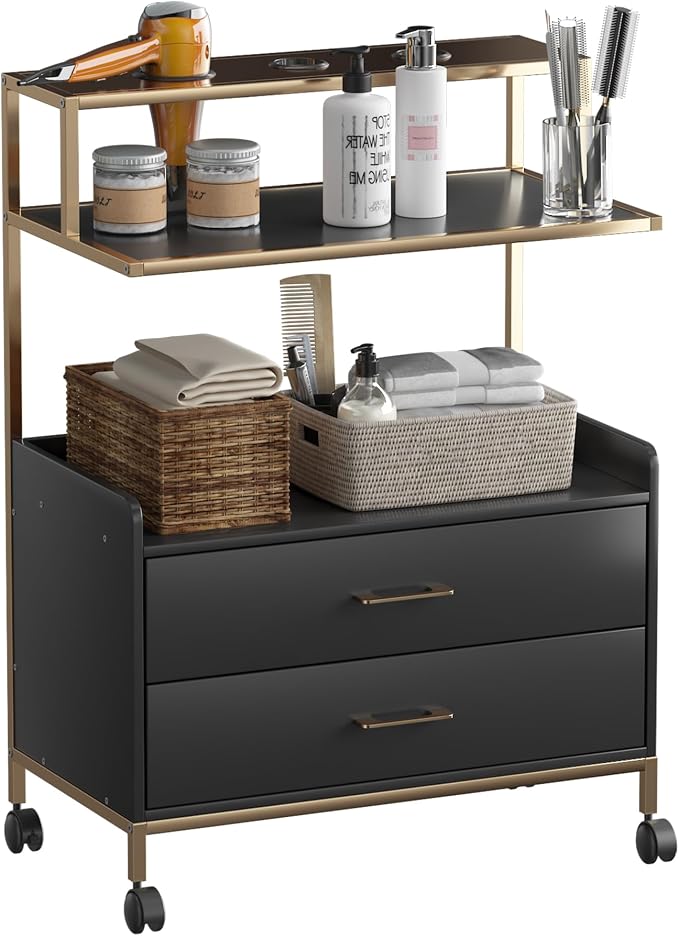 Salon Rolling Trolley with Lockable Wheels Storage Drawers Tool Organizer by Waktavel