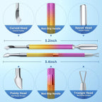 2PCS Metal Pink-Yellow Gradient Cuticle Pusher and Cutter Remover Salon Quality - Image 2