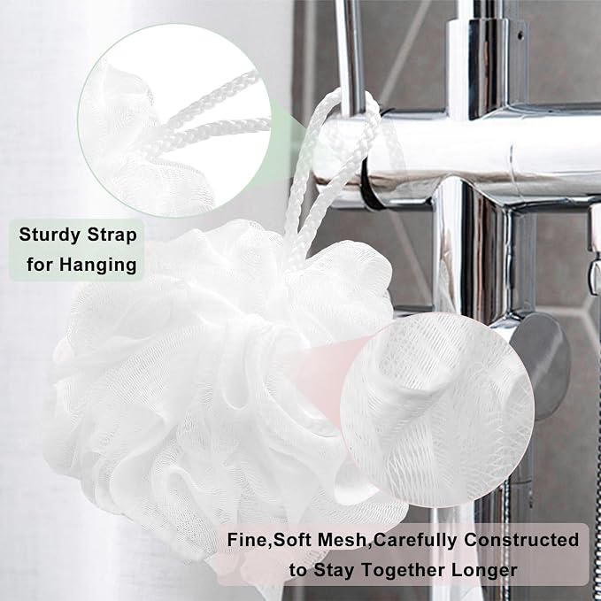 Loofah Charcoal Bath Shower Sponge Body Scrubber, 75g Exfoliate Mesh Pouf - Image 4