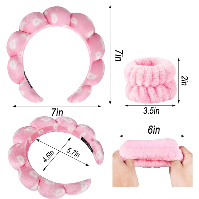 Zkptops Spa Headband for Washing Face Wristband Set Sponge Makeup Skincare - Image 6