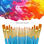 BOSOBO Paint Brush Sets, 6 Pack 60 Pcs Pointed-Round Tip Paintbrushes Nylon - Image 2