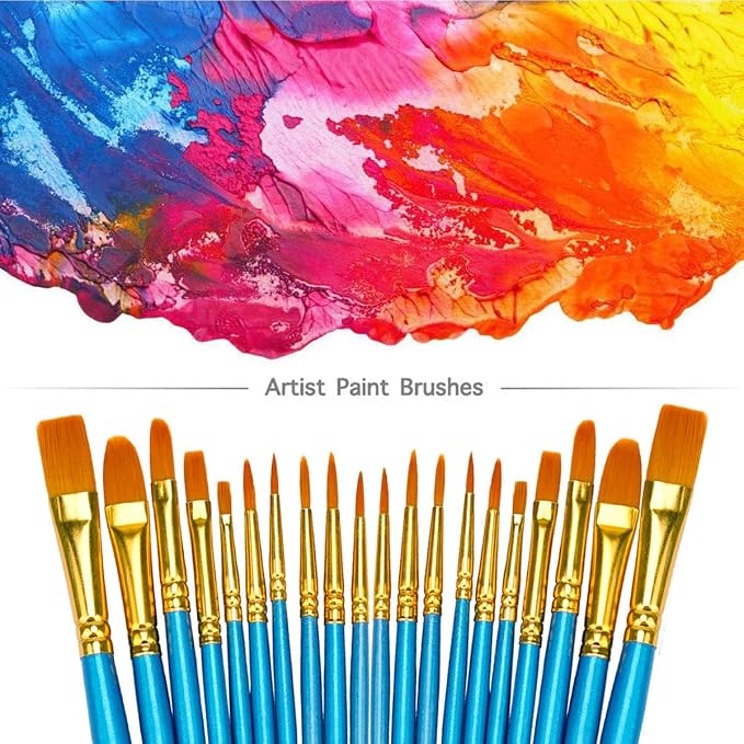 BOSOBO Paint Brush Sets, 6 Pack 60 Pcs Pointed-Round Tip Paintbrushes Nylon - Image 2